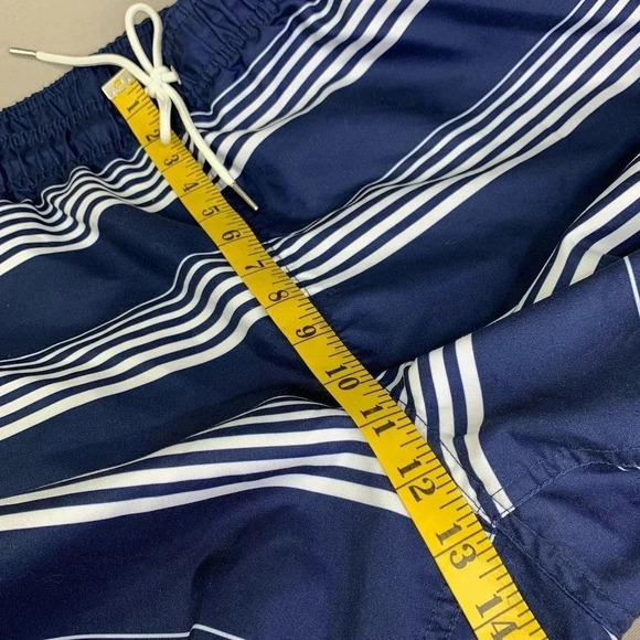 Lands' End Swimwear Drawstring Lined Swim Trunks Shorts XL 40/42 Blue Stripes - Picture 10 of 14